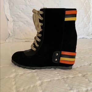 Bumper Black and Orange Lace Up Boots